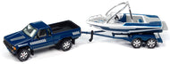 JLBT021-1 - 1985 TOYOTA SR5 PICKUP BLUE WITH BOAT AND TRAILER