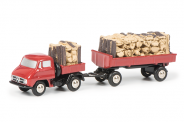 450566700 - PIC.UNIMOG U411 WITH TRAILER AND LOAD RED