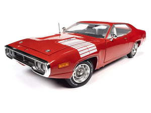 AMM1299  1972 PLYMOUTH ROAD RUNNER GTX RED WITH WHITE TANK TRACK STRIPES