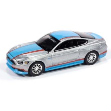 AW64452A3 - 2017 FORD MUSTANG GT TRIBUTE EDITION SILVER WITH BLUE AND RED STRIPES