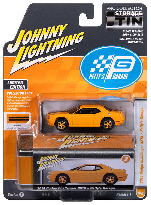 JLCT014B2 - 2014 DODGE CHALLENGER SRT8 PETTY'S GARAGE YELLOW/ORANGE WITH BLACK STRIPES