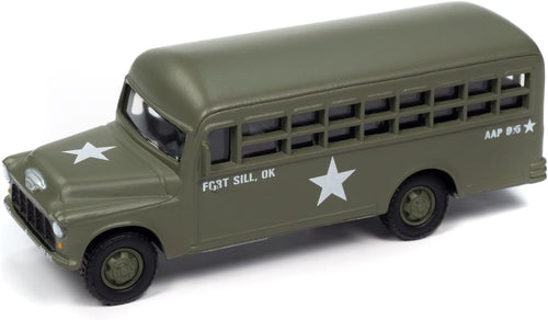 JLML011B4 - 1956 CHEVROLET BUS GREEN 'UNITED STATES ARMY'