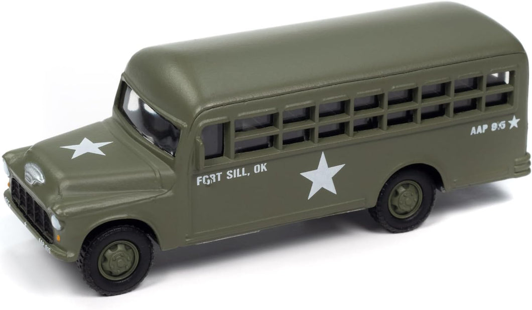 JLML011B4 - 1956 CHEVROLET BUS GREEN 'UNITED STATES ARMY'