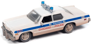 JLPC015-4 - BLUES BROTHERS 1975 DODGE MONACO CHICAGO POLICE DIRTY VERSION WHITE
