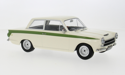 MCG18434 - FORD LOTUS CORTINA WHITE WITH GREEN STRIPE