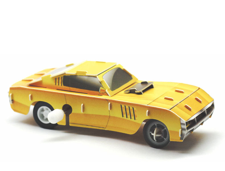 M58 - 3D WIND UP PUZZLE YELLOW RACING CAR