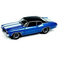 JLMC026A5 - 1971 CHEVELLE SS 454 BLUE WITH FLAT BLACK ROOF AND TWIN WHITE HOOD & TRUNK STRIPES