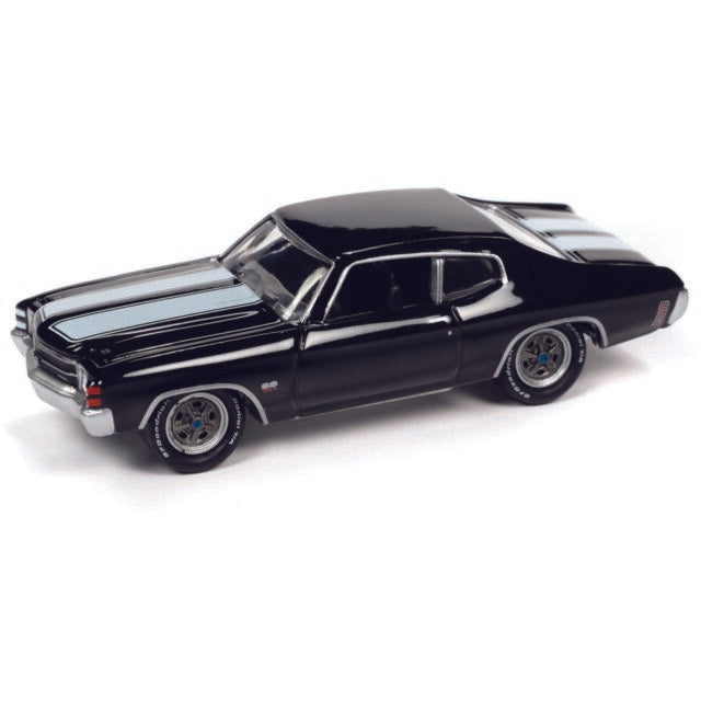 JLMC026B5 - 1971 CHEVELLE SS 454 BLACK & TWIN WHITE HOOD AND TRUCK STRIPES