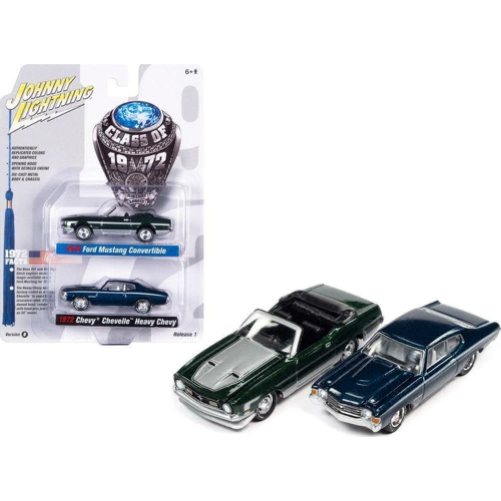 JLPK017B1 - 1972 FORD MUSTANG CONVERTIBLE GREEN & CHEVY CHEVELLE HEAVY CHEVY BLUE